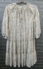 New Dainty Jewells The Scenic Route Long Sleeve Dress Off White/ Blue Sz Large 