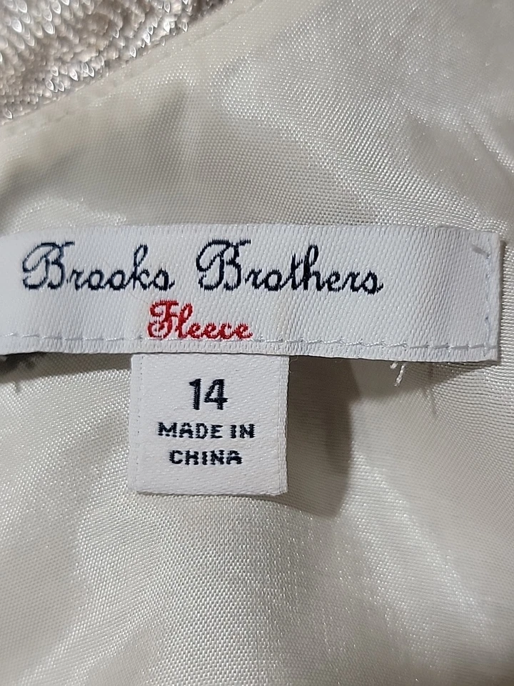 Brooks Brothers Fleece Girls Party Dress Size 14 Beige Lace/Metallic #CC - Image 4 of 4