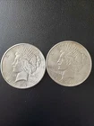 1922 & 1923 Peace Silver Dollars – Lot of 2 – 90% Silver – Circulated U.S. Coins