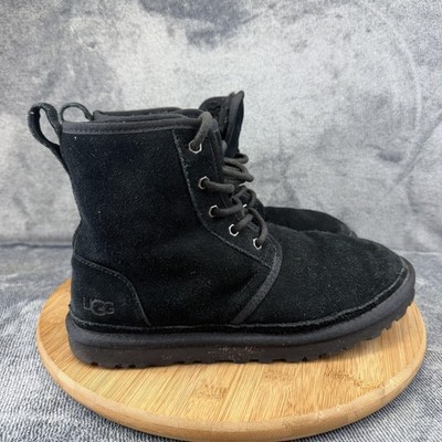 UGG Boots Womens Size 9 Black Suede Shearling Lined Ankle Lace Up 1120728