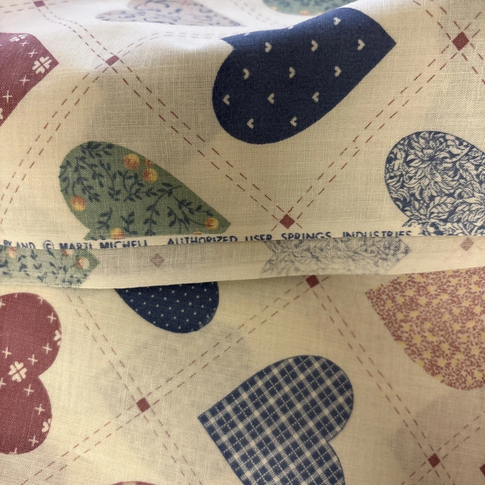 Vintage Hearts Patchwork Springs Industries Fabric Marti Michell 6 yards yds - Image 2 of 2