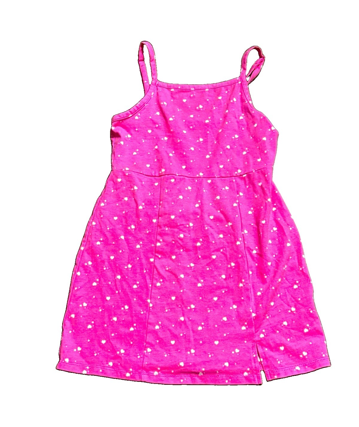 Girls Pink White Polka Dot Short Sundress 6-7 Years Sleeveless Strappy