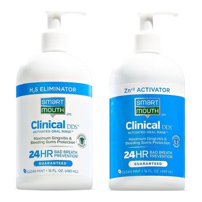 SmartMouth Clinical 2-Bottle Activated Mouthwash System - Anti-Plaque & Anti-...