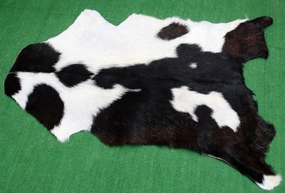 Echtes Ziegenfell Haare auf Leder Tierfell Überwurf kleine Fläche Teppich 86x56cm 3775