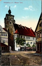 Rothenburg White Tower, Nuremburg Germay - Street View - Vintage Postcard 