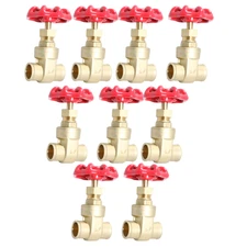 10 Pack XFITTING 1/2" Sweat Gate Valve, WOG, 200 PSI, Lead Free Brass, NSF