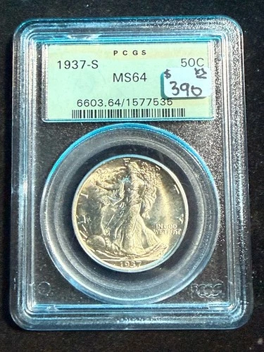 1937 S WALKING LIBERTY HALF DOLLAR PCGS MS 64
