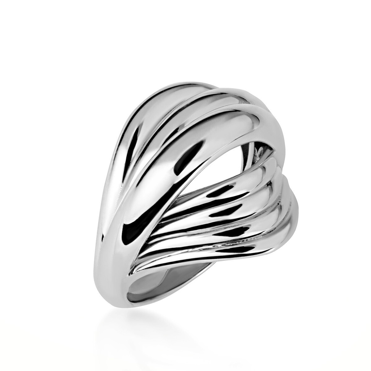 指輪・リング Numbering Wavy Ring #7416 5BNY879 Gold Multi Row Wavy Band Ring (Available in Yellow/Rose