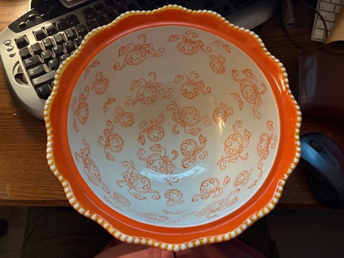 Temptations by Tara Orange Floral Lace 3 Quart Schale