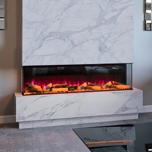 40-70Inch Inset Electric Fire Wall Recessed Fireplace 3-Sided Panoramic Display - Picture 2 of 22