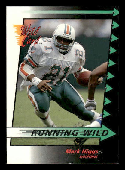 1992 Wild Card #18 Mark Higgs Running Wild Miami Dolphins