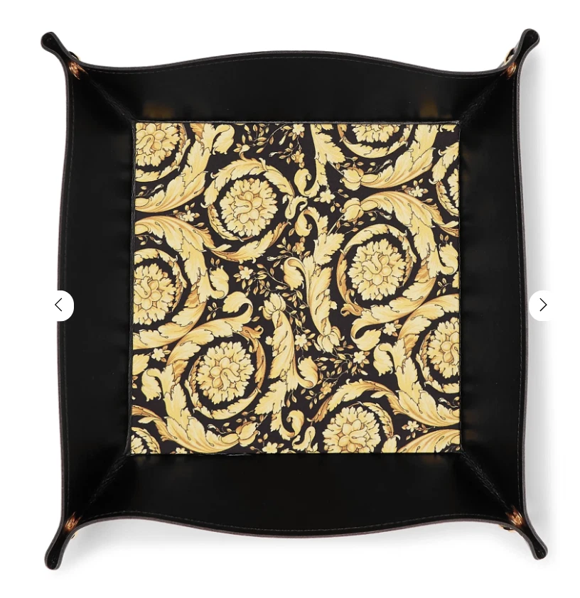 Versace SIGNATURE scrivania in pelle catchall giallo barocco vassoio chiave portafoglio monete auto