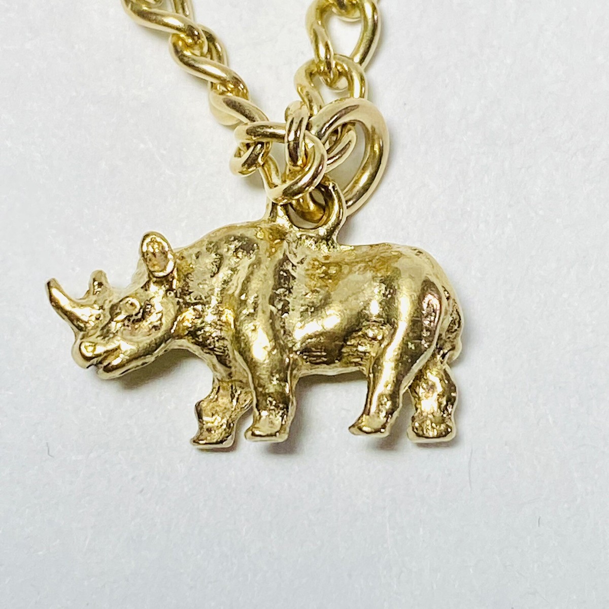 9K Yellow Gold Wild Animal Lion Tiger Rhino Elephant Buffalo Charm