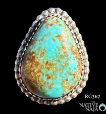 Navajo Rosella Paxton Sterling Silver & Kingman Turquoise Ring SZ 7 3/4 RG367