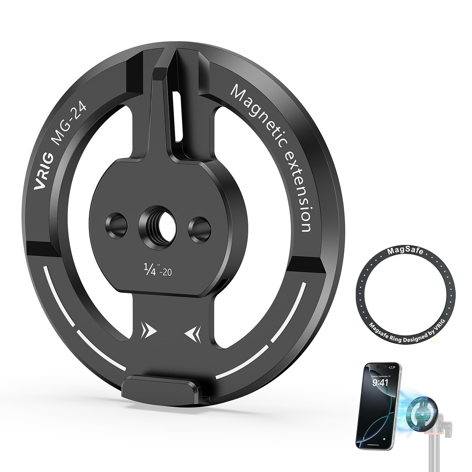 VRIG Magnetic Phone Tripod Mount Adapter with Sticky Ring for Phones and Cameras