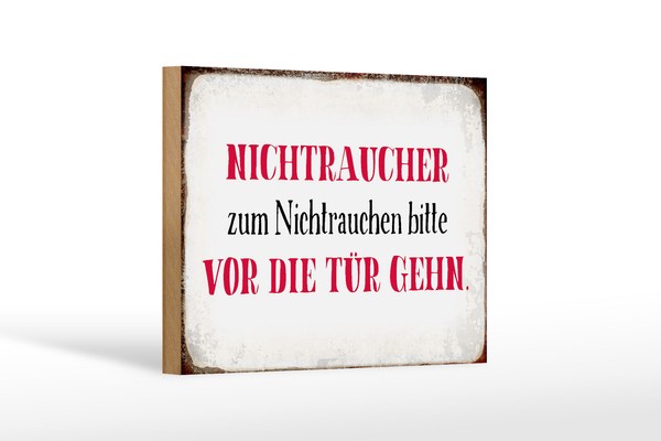 Holzschild Spruch 18X12 Cm Nichtraucher Bitte Vor Die TüR Deko Schild-image