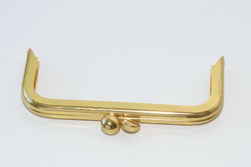 Schöner Metall Taschenrahmen / Taschen-Bügel, 135 x 60 mm, Gold, 80er Jahre, NOS - Bild 4 von 7