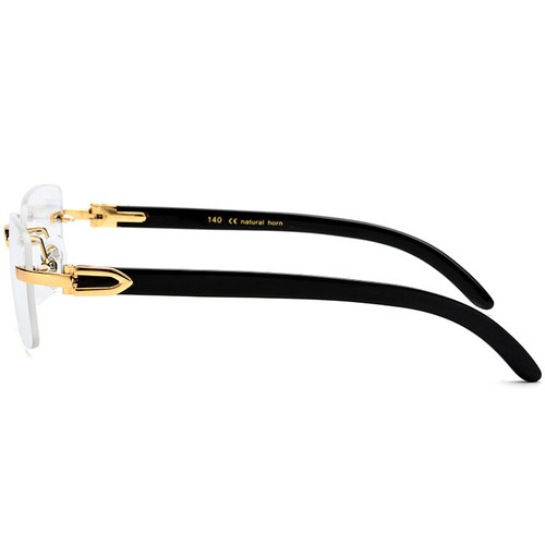 Monturas de gafas de cuerno de búfalo natural de lujo gafas sin montura unisex aptas para RX - Imagen 4 de 17