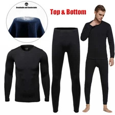 Men's Winter Soft Lined Thermal Top & Bottom Long John Base Layer Underwear Set