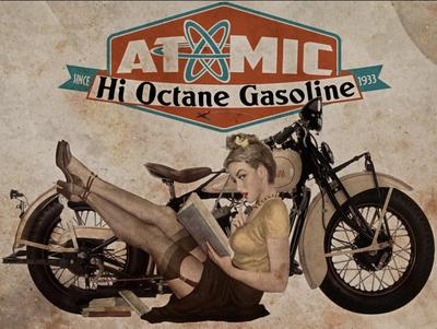 Atomic Hi Octane Gasoline Pin Up Girl Automotive Metal Sign | eBay