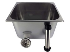 Sp&uuml;lbecken Gastronorm Edelstahl 330x300x200mm + Ablaufventil + Standrohr