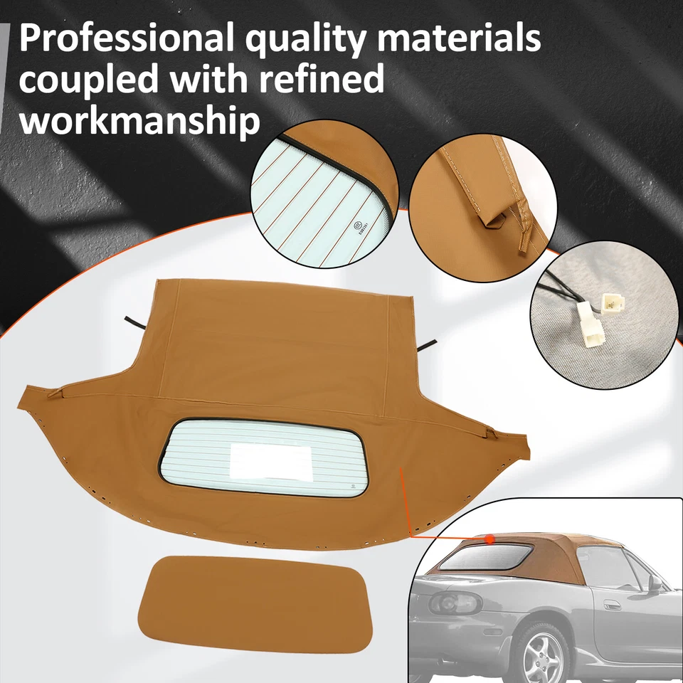 Mazda Miata 1990-2005 convertible techo blando tostado y ventana de vidrio térmico Foto 4 de 4