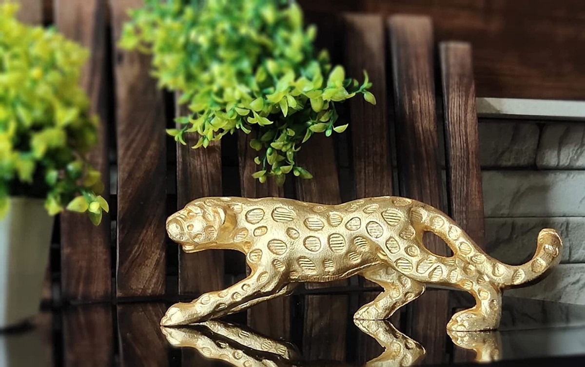 Metal Jaguar Statue Showpiece Statue For Home Office Decor Antique