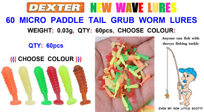 60 MICRO PADDLE TAIL GRUB WORM SHADS SOFT BAIT MAGGOT CARP TROUT LURE POWERBAIT