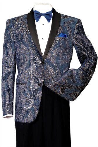 Chaqueta de seda de lentejuelas brillantes para hombre diseño de 2 botones por Fotino Landi T816 - Imagen 5 de 6