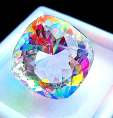 Mystic Topaz Gemstone Certified 40 CT+ Rainbow Color Cushion Natural CL-144
