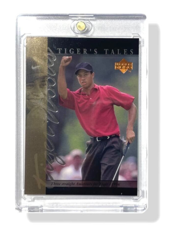 TIGER WOODS 2001 UPPER DECK UD PGA USA/GOLF/GOLFER 1ST  ROOKIE CARD RC