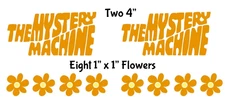 The Mystery Machine Logo & Hippie Flowers PK Orange Vinyl Decal Car Van Window