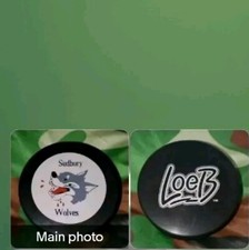 SUDBURY WOLVES OFFICIAL HOCKEY PUCK RARE LOEB LOEL3 SPONSOR MADE IN SLOVAKIA🇸🇰