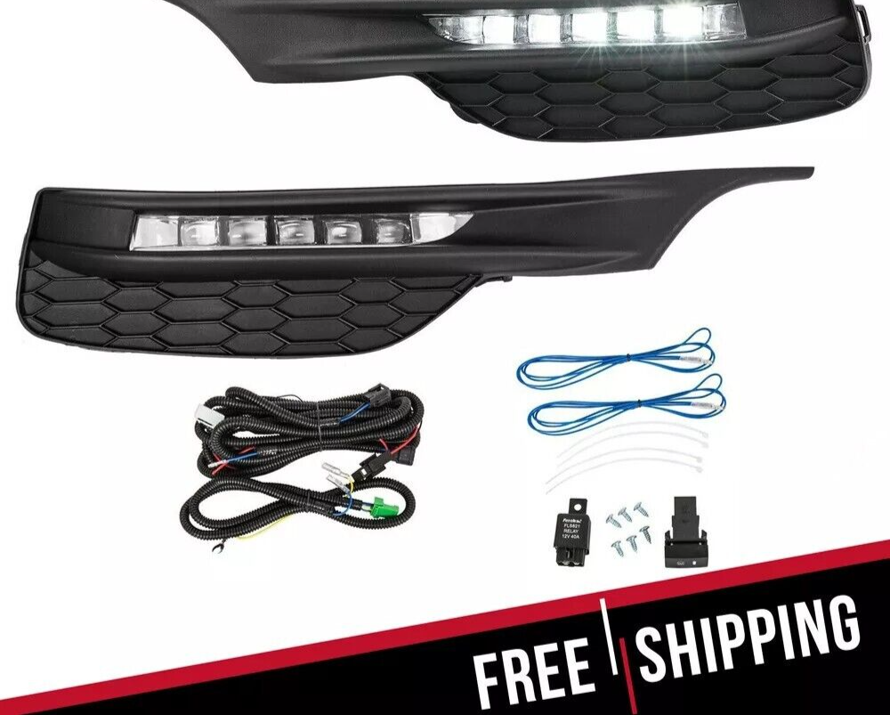 Fits 16-17 Honda Accord Sedan 4Dr LED Fog Lights Kit With Bezel Switch Wires