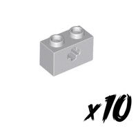 10X Lego 32064 • 1 X 2 Technic Stein Brick• Hellgrau • Light Bluish Gray