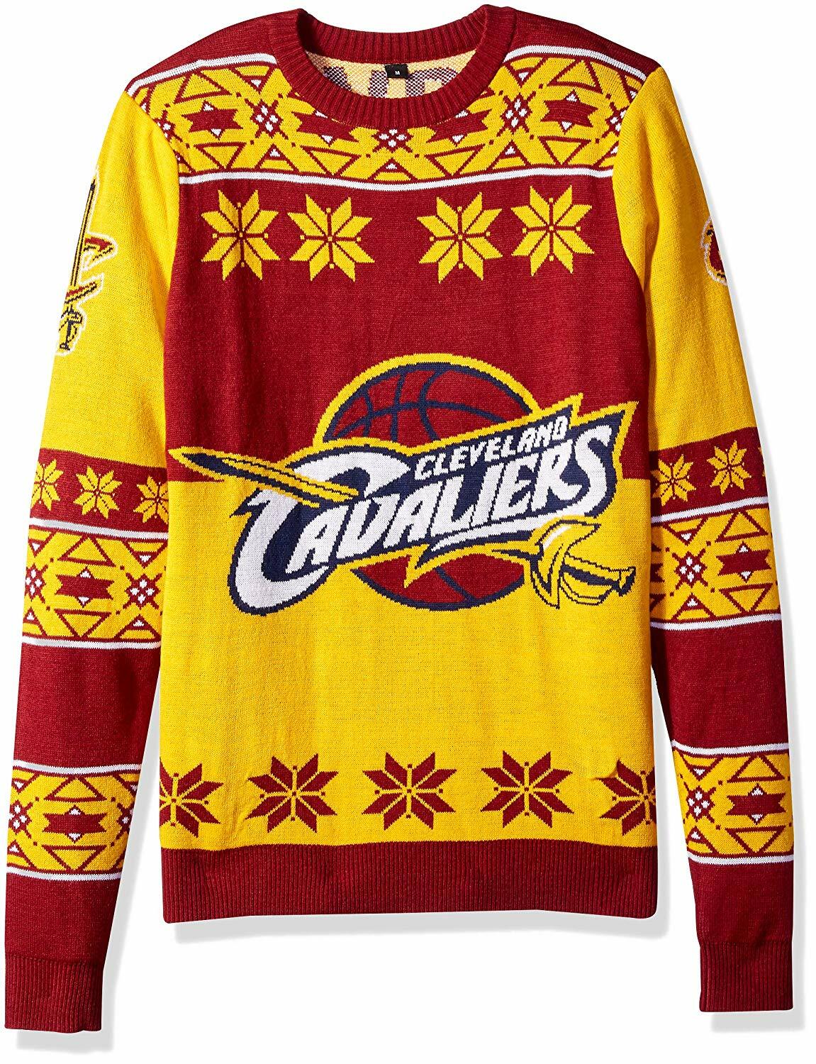 Вечно коллекционируемый мужской свитер NBA Cleveland Cavaliers с большим логотипом Ugly Sweater