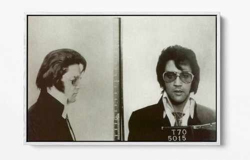 ELVIS MUGSHOT 2 -FLOAT EFFECT CANVAS WALL ART PIC PRINT- BLACK & WHITE - Picture 8 of 12