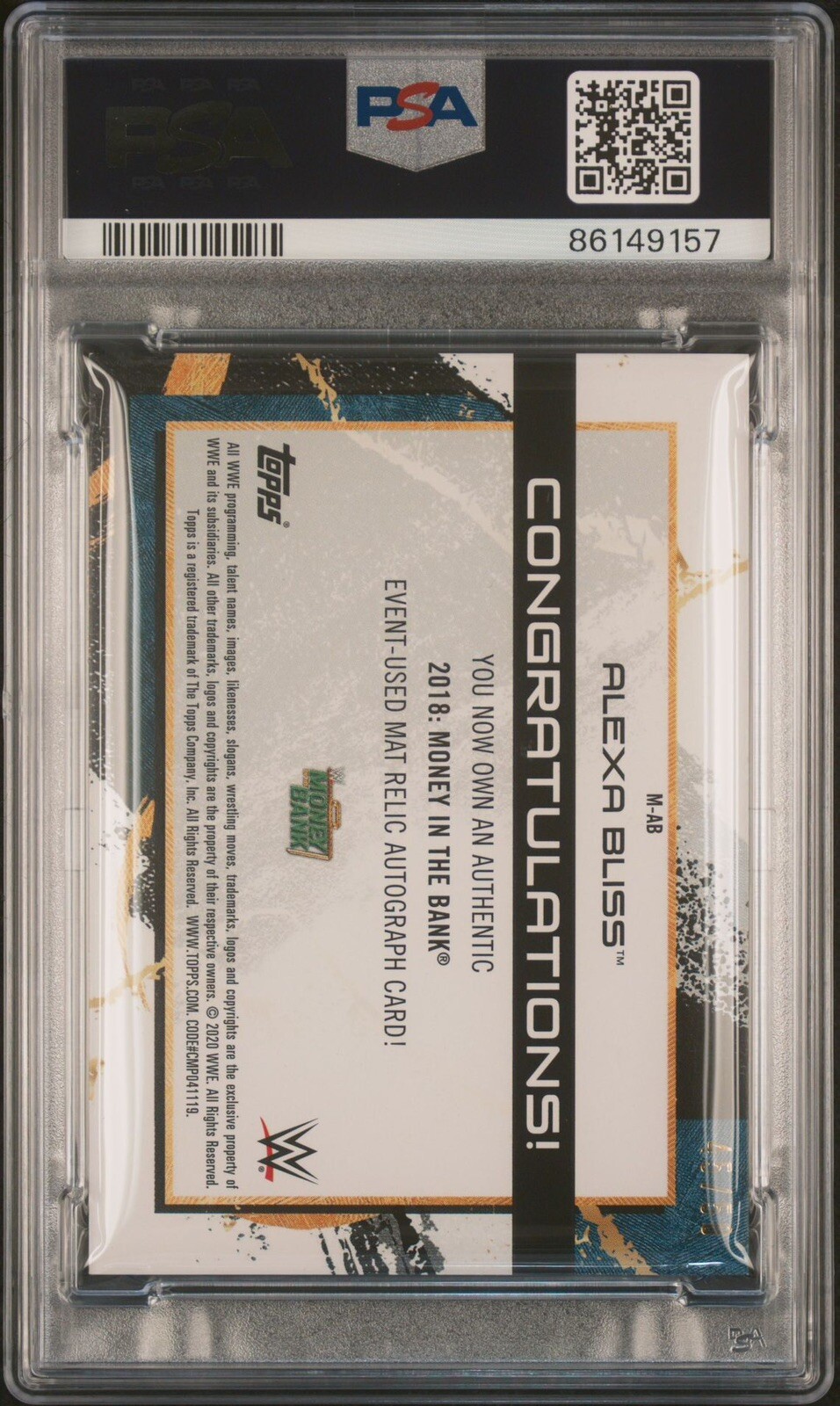 Alexa Bliss 2020 Fully Loaded WWE Mat Relic Auto Autograph Green /50