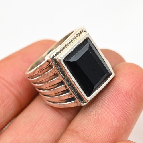 Black Onyx Men's Ring 925 Sterling Silver Handmade-Statement Ring All Size BJ316