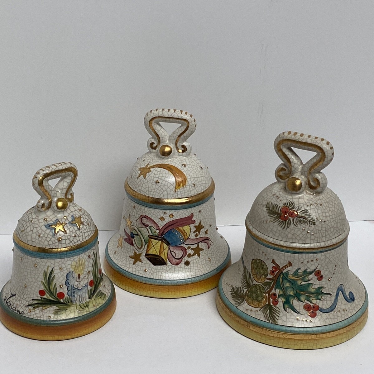 Veneto Flair Ceramic 3 New Year's Bell 1973,1974, 1976 Hand