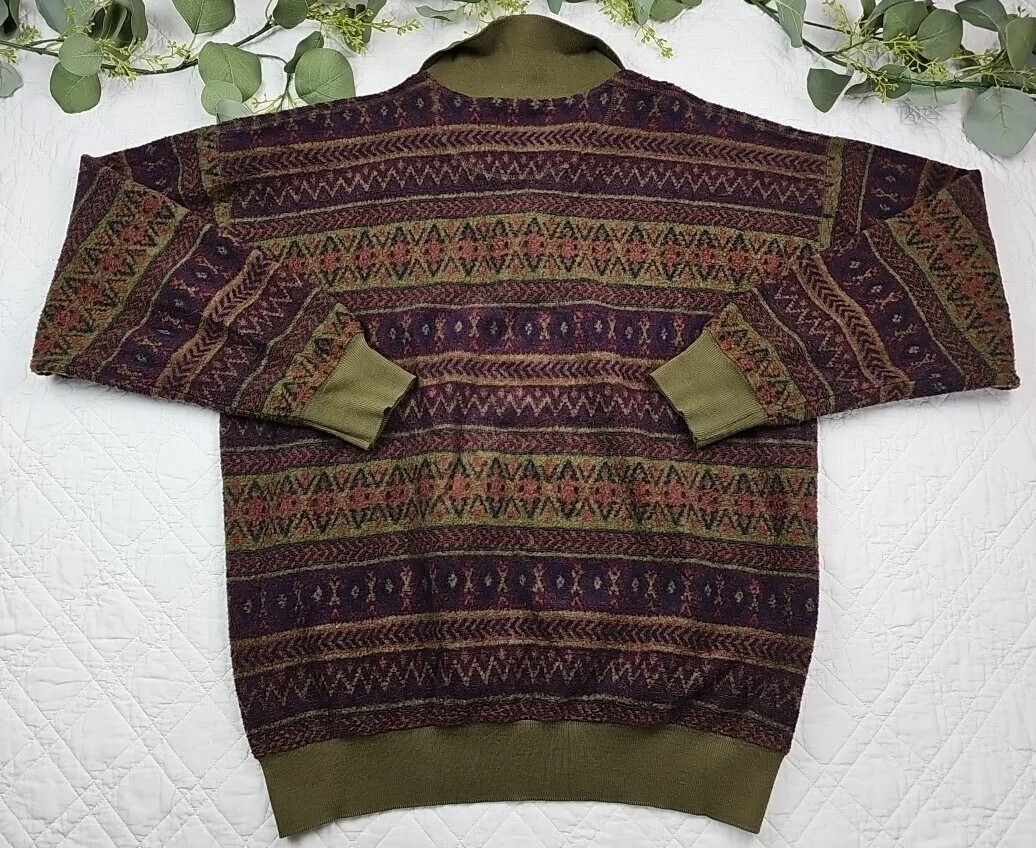 Timberland Men's Aztec 1/4 Button Polo Long Sleeve Shirt Size M Made in Italy image 5