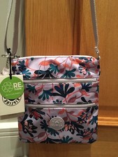 SMALL FLORAL PRINT LILAC KIPLING  CROSSBODY BAG MONKEY CHARM