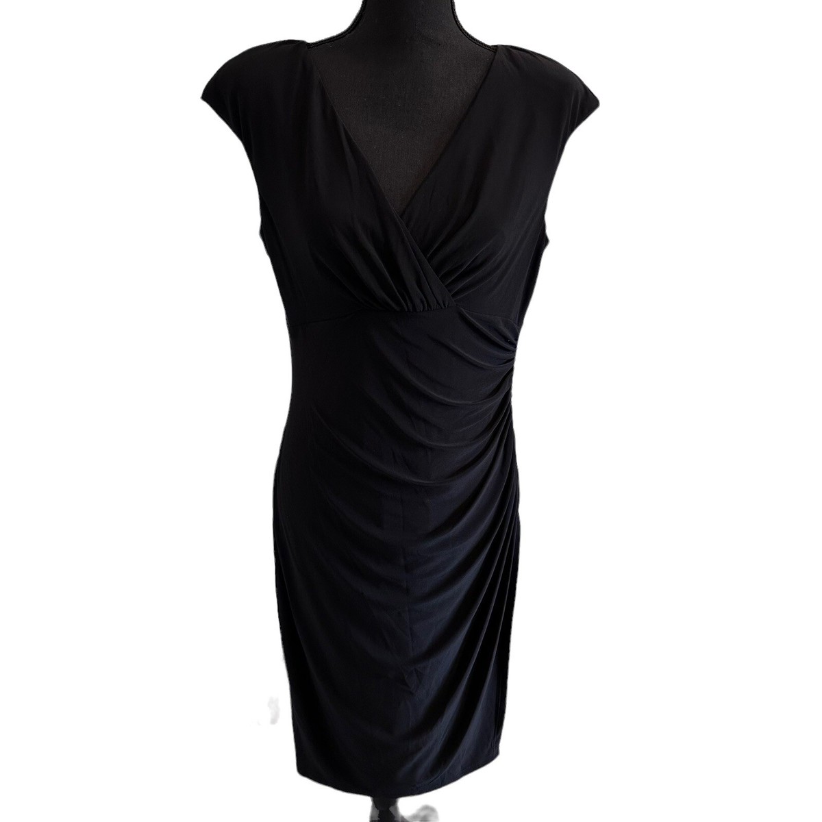 Fleece V-neck Black Sheath/Column Evening Dress Fleece V-neck Black Sheath/Column Evening Dress