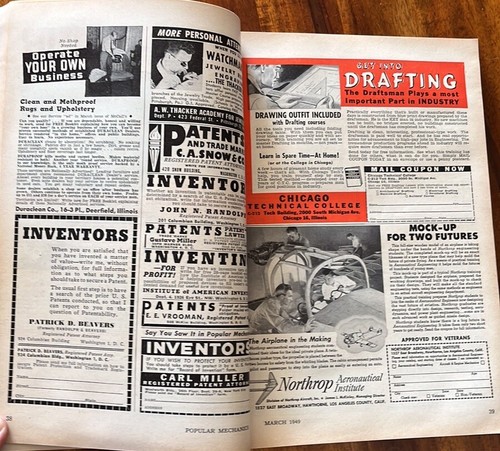 3/1949 Popular Mechanics Magazine~Ice/Water Scoot~ADS~Harley Davidson~Whizzer++ - Bild 11 von 24