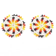 Handmade beaded 2x1.2 inch White rosette/applique