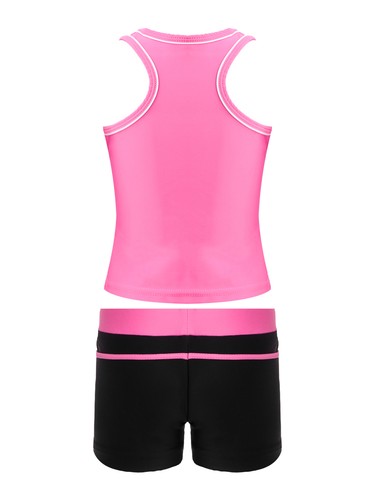 Girls Racer Back Tankini Swimsuit Top Boyshort Set Sports Swimsuit Beach Outfits - Picture 30 of 61