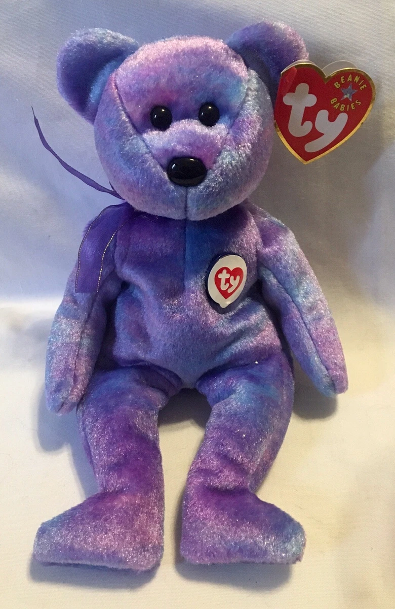 Ty Beanie Baby CLUBBY IV Purple Bear from 2001 RARE RETIRED PRISTINE