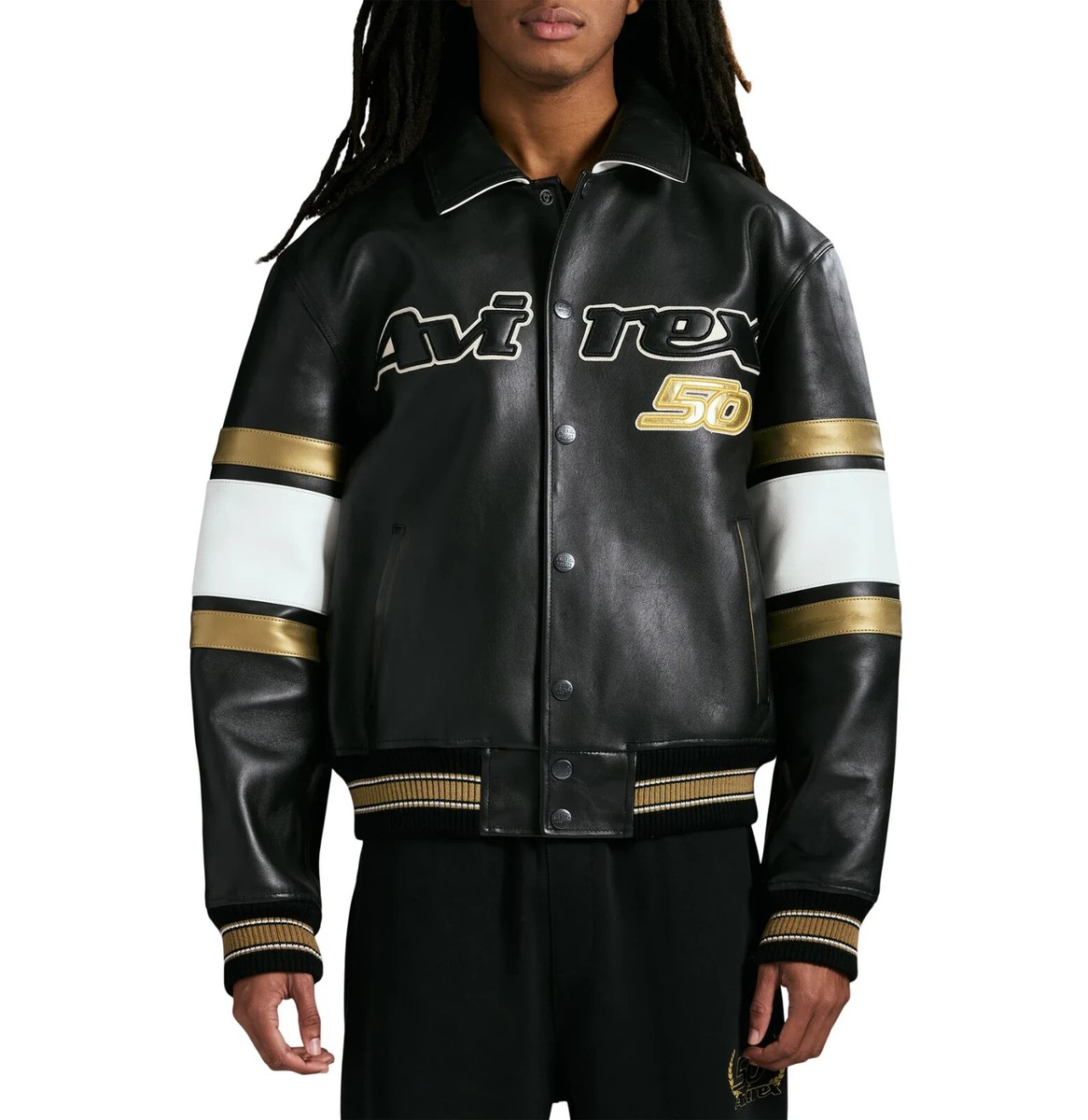 Men's Avirex 50th Anniversary Limited Jacket Black Gold Brand NEW