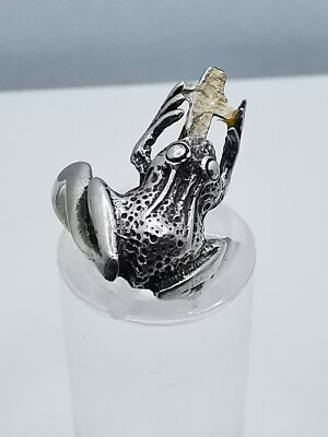 Ladies Silver 925 Silver Ring *Frog & Cross* Sterling Silver
