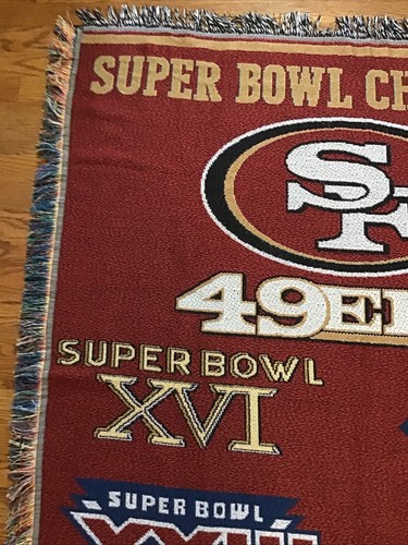 San Francisco Super Bowl Champion NFL Teams Logo Large Throw Blanket 50" X 60" - Picture 2 of 13